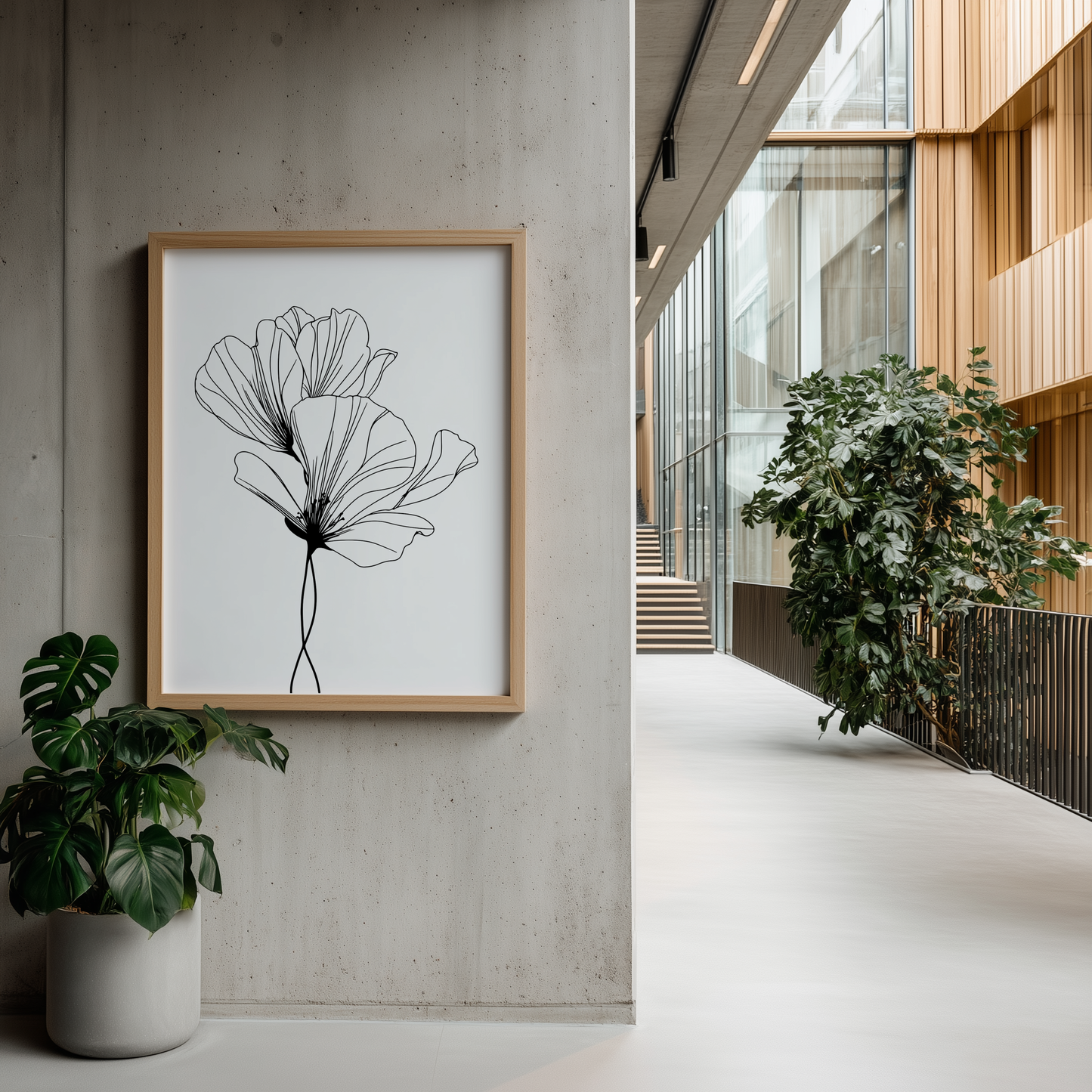 Wandbild Floral Lines Flower Poster Line Art Geranium Geranie, minimalistisches modernes Design, ideal für stilvolle Raumgestaltung.