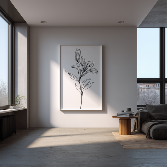 Wandbild Floral Lines Flower Poster Line Art Lily, minimalistisches modernes Design, ideal für stilvolle Raumgestaltung.