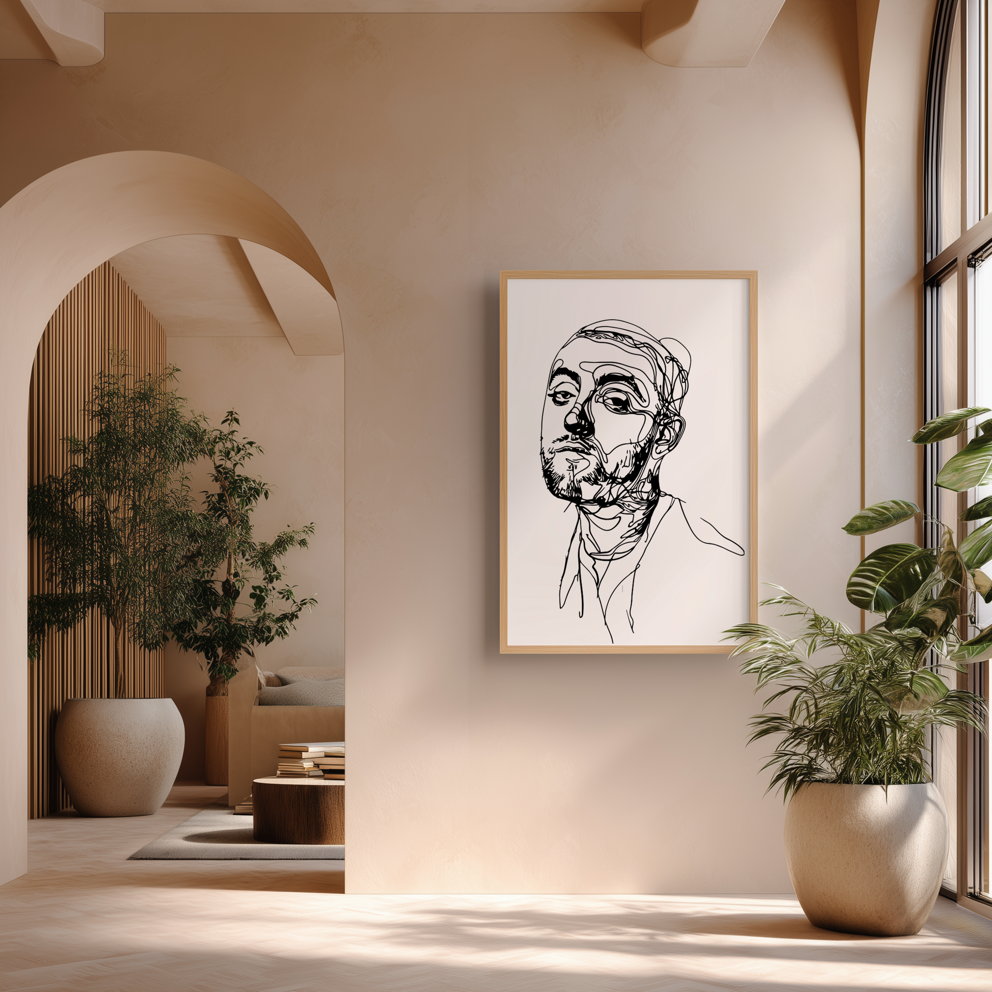 Wandbild Shooting Star Music Poster Line Art Mac Miller, minimalistisches modernes Design, ideal für stilvolle Raumgestaltung.